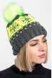 Шапка на флисе, с орнаментом 65P0009-1 серый-лимон неон Шапка на флисе, с орнаментом 65P0009-1 серый-лимон неон