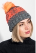 Шапка на флисе, с орнаментом 65P0009-1 серый-оранж неон Шапка на флисе, с орнаментом 65P0009-1 серый-оранж неон