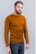 Свитер тонкий, трикотажный мужской джемпер №82F017 горчичный