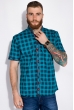 Повседневная рубашка в клетку 129P062 бирюзовый / темно-синий