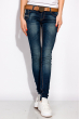 Потертые женские джинсы 120POS0366 темно-синий / песочный