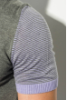 Поло мужское рукава в полоску 50P390 серый меланж