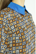 Блуза женская с геометрическим принтом 118P127-4 терракотовый / темно-синий