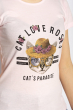 Футболка женская Кот в шляпе 600F011 светло-розовый