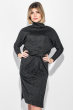 Платье женское с боковым разрезом 72PD209 черный меланж