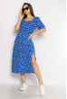Платье с разрезом принт Ромашка 632F017 синий