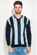 Джемпер мужской в полоску вертикальную 50PD312 черно-голубой