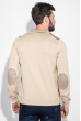 Пуловер мужской с нашивками на локтях, однотонный 50PD414 коричнево-бежевый