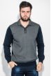 Пуловер мужской с нашивками на локтях, однотонный 50PD414 черно-бежевый