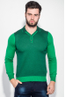 Пуловер мужской с нашивками на локтях, однотонный 50PD414 черно-зеленый
