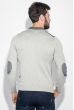 Пуловер мужской с нашивками на локтях, однотонный 50PD414 черно-серый