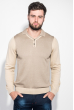 Пуловер мужской с нашивками на локтях, однотонный 50PD414 коричнево-бежевый