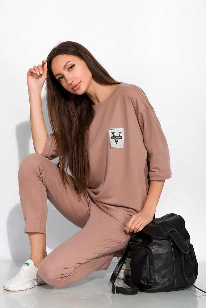

Костюм женский с приспущенными плечами 151P001-2, Капучино