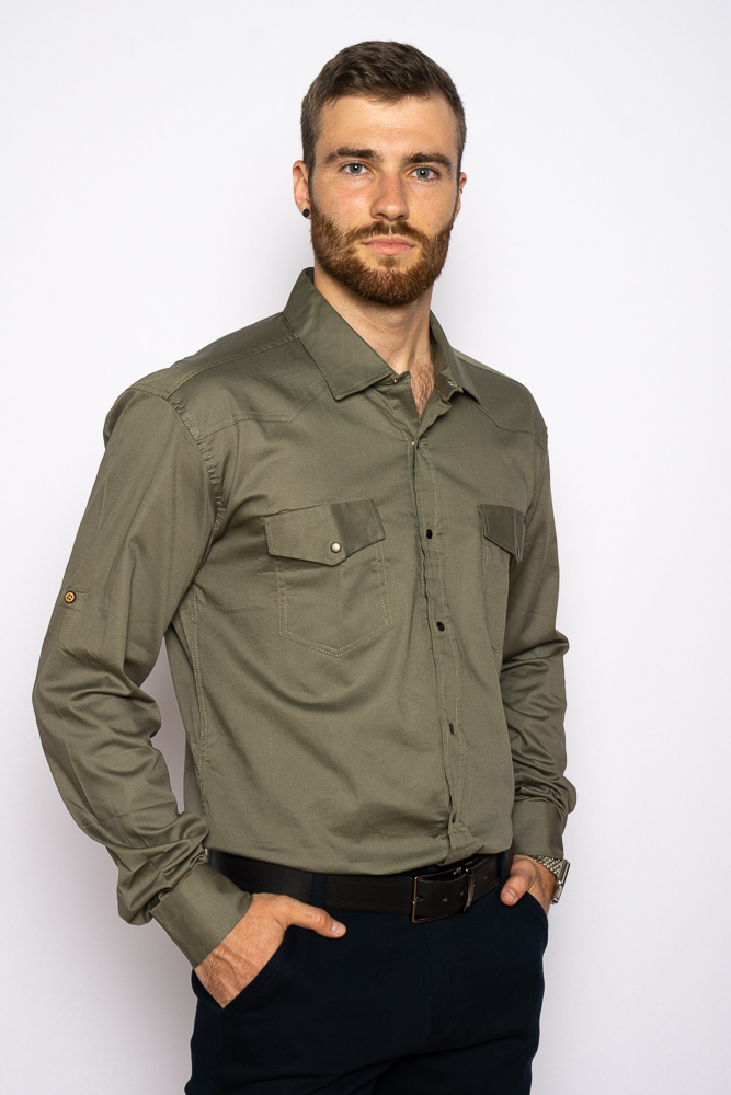 

Рубашка с длинными рукавами 644f007, Синий;хаки