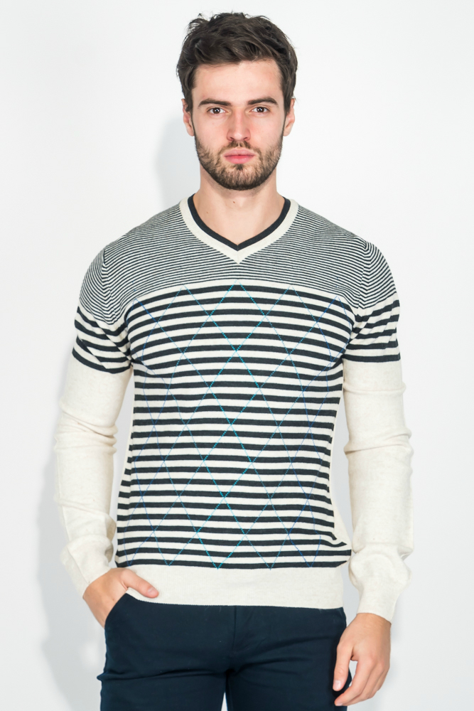 Пуловер мужской комбинация узоров 50PD422