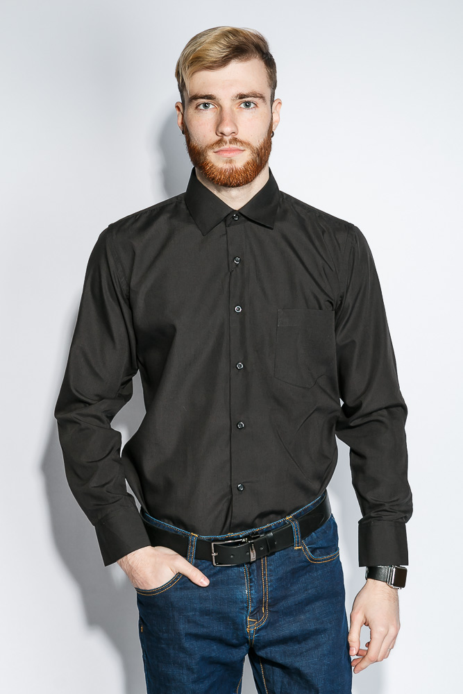 Рубашка мужская темная 100% коттон 19PL102