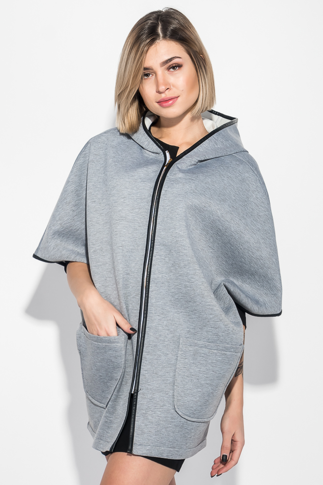 

Кардиган женский на молнии, рукав три четверти 64PD246-1, Светло-серый меланж