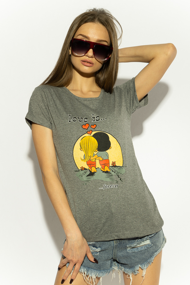 

Футболка женская 600F377, Бежевый меланж;черный;мятный меланж;серый меланж;белый