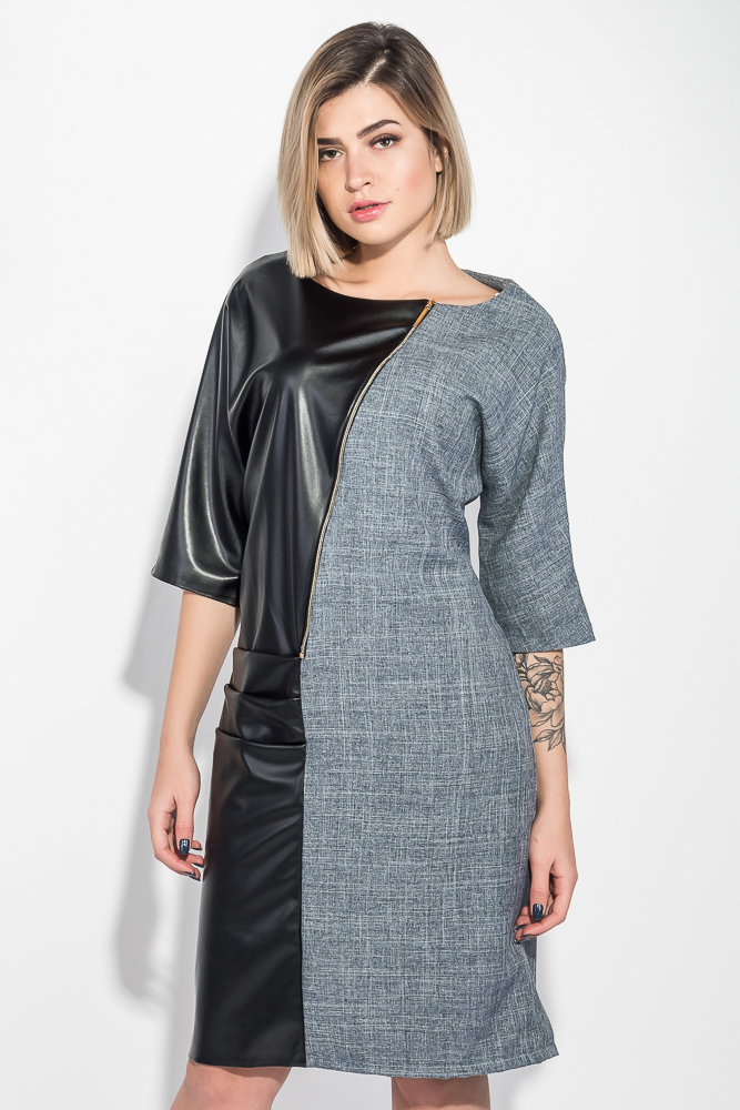 Платье женское (батал) комбинация фактур 74PD323
