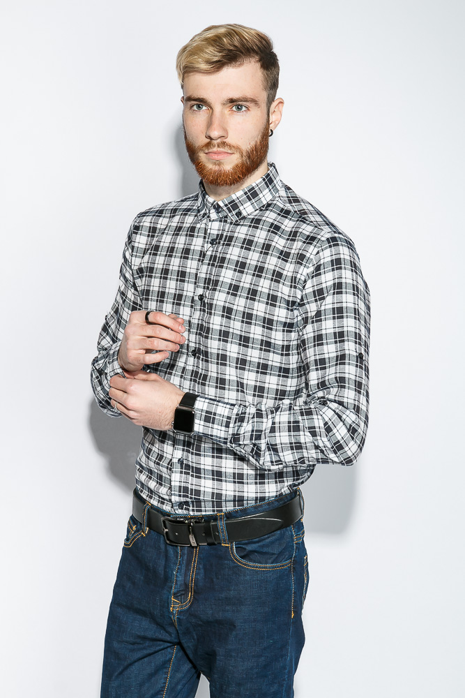 Рубашка мужская клетка принт 333F012