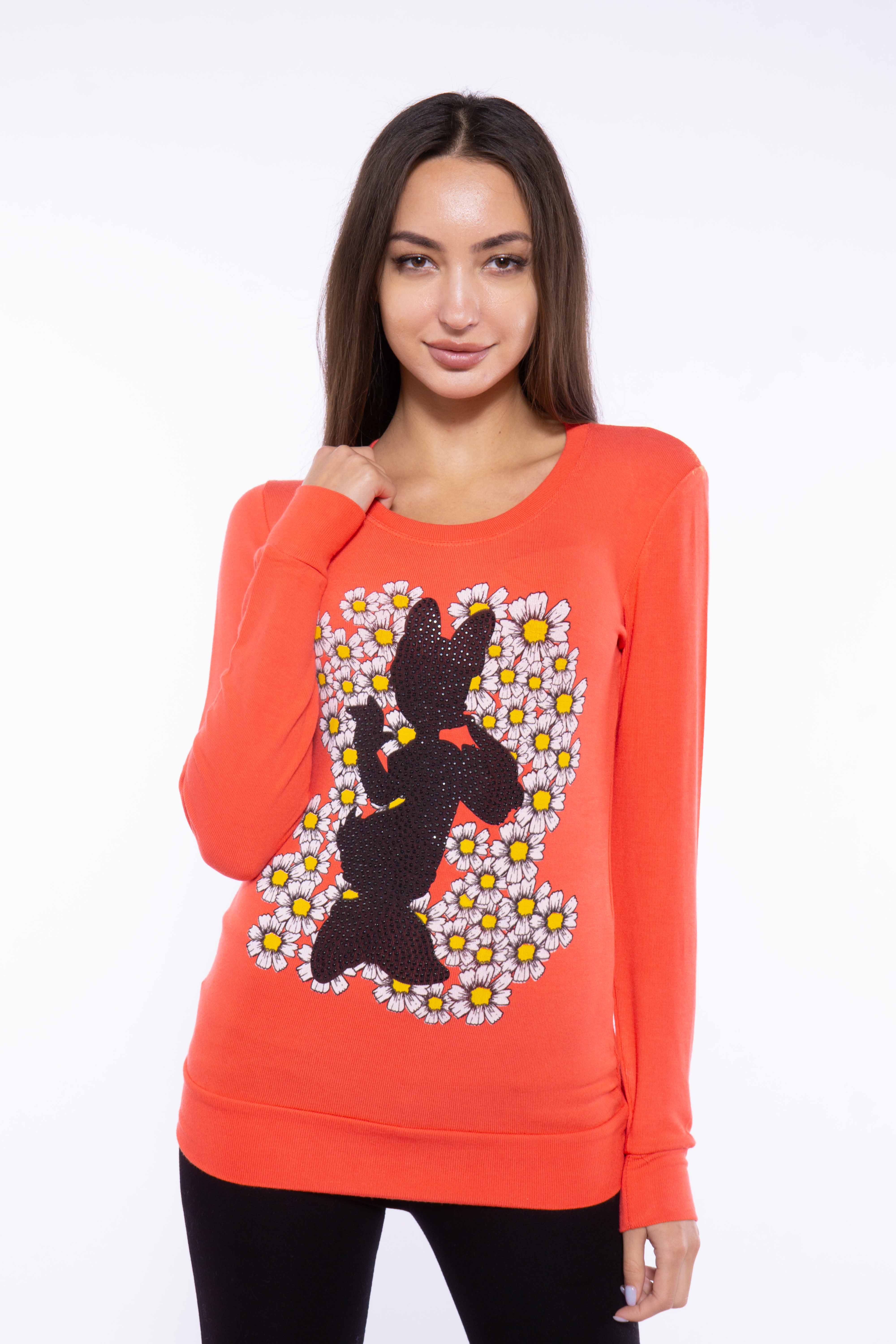 

Свитшот женский 120PDNK3023, Изумрудный;коралловый;молочный;черный