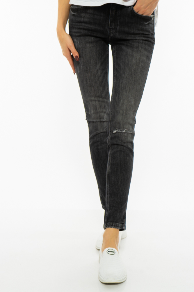 

Джинсы женские Skinny 201P5093 с порваными коленями, Темно-серый