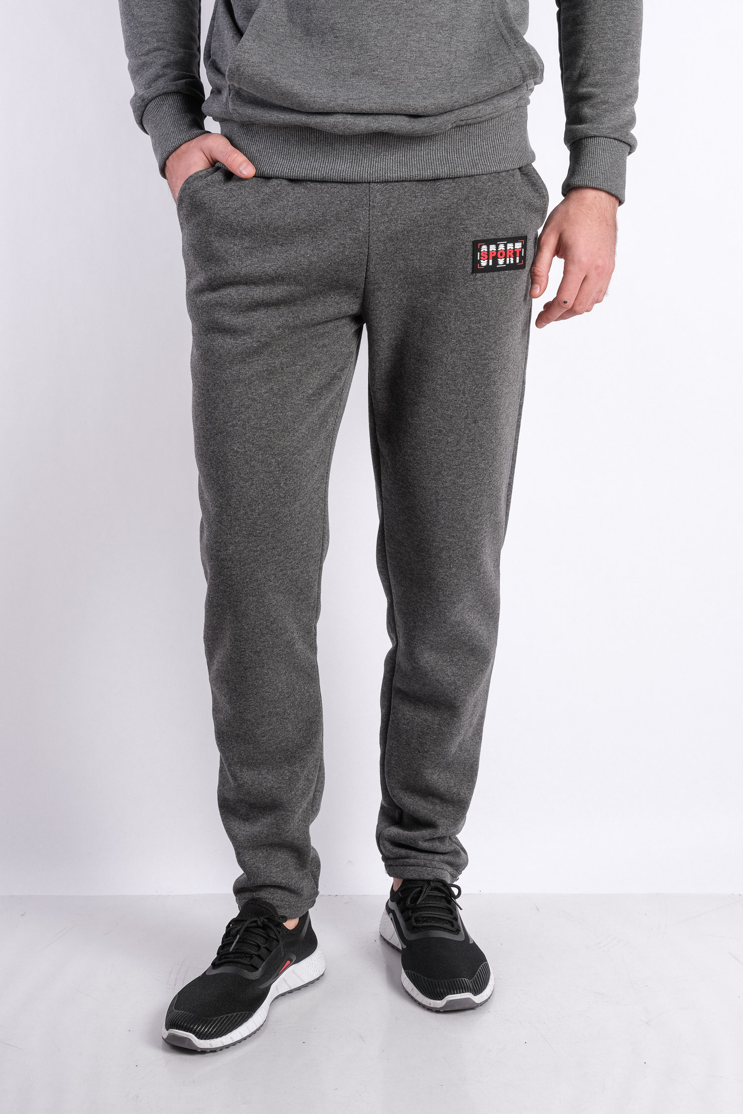 

Брюки спортивные мужские темно-серые 85F531-4 на флисе, Темно-серый