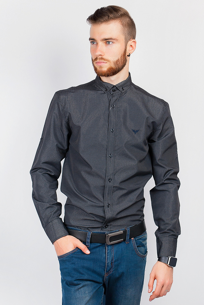 

Рубашка однотонная черная 333F004-1, Черный