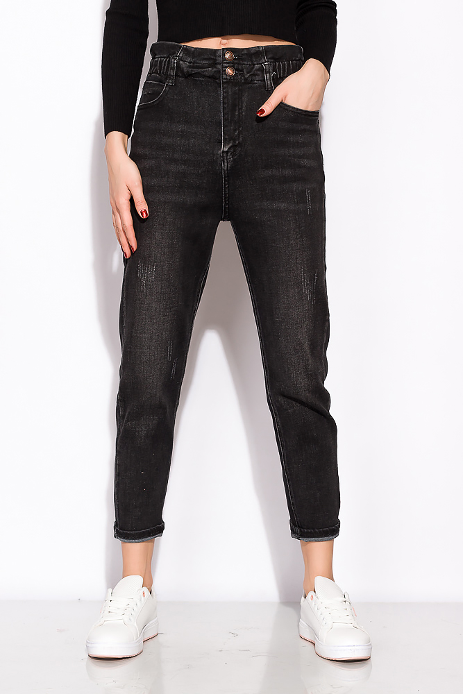 

Укороченные джинсы с завышенной талией 120PGU013, Графит