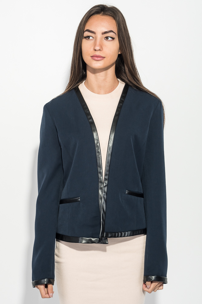 Пиджак женский с краями из экокожи 64PD226