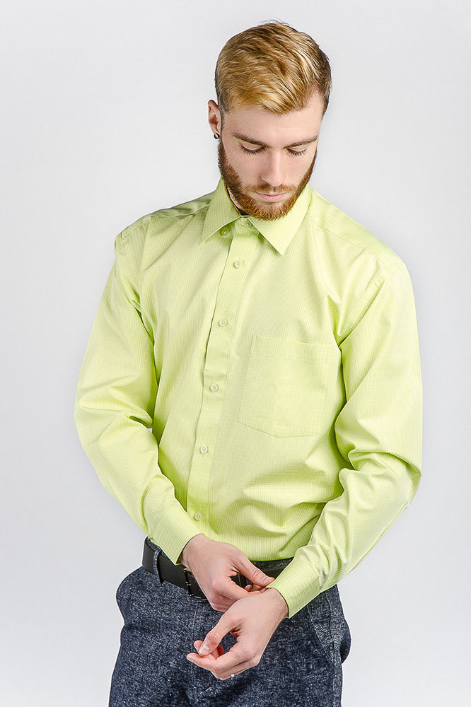 Рубашка мужская салатовая Fra №870-3
