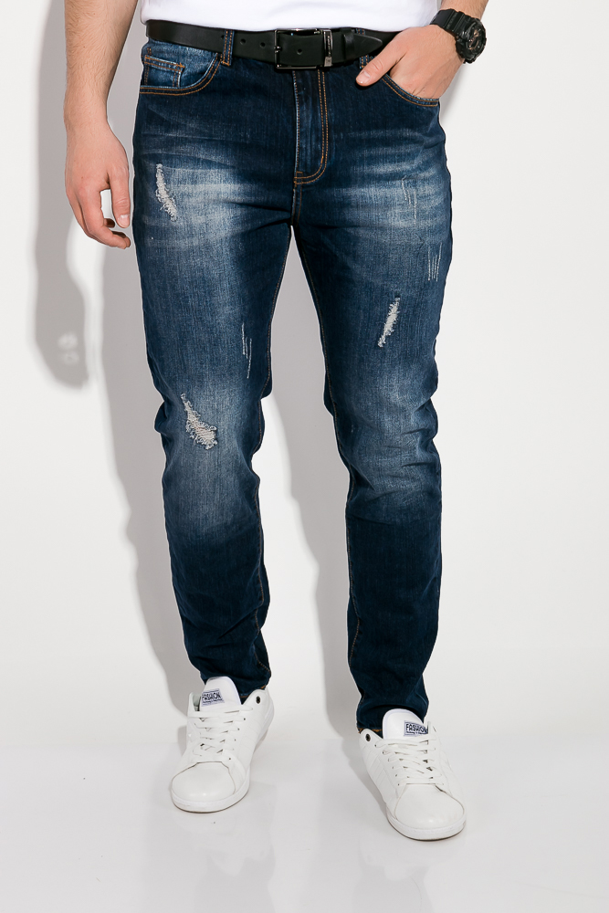 

Джинсы мужские с потертостями 294V004, Темно-синий